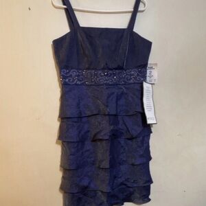 Macy's Royal Blue Tiered Spaghetti-Strap Dress with Embellished Waist